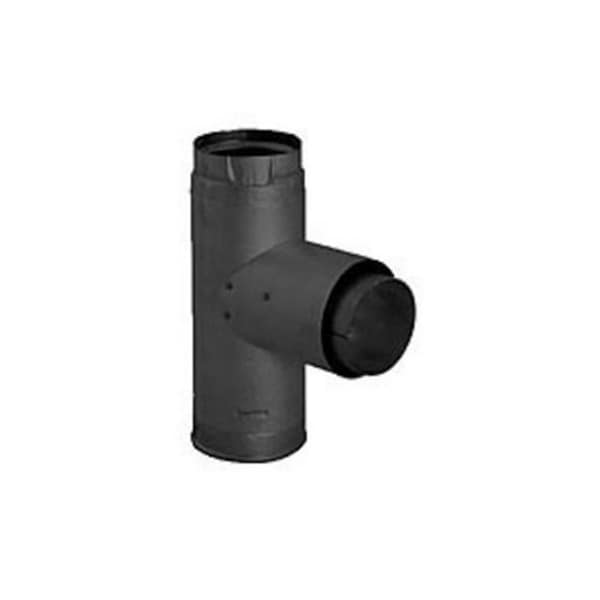 Blueprints 3 in. PelletVent Pro Adaptor Tee with Clean-Out Cap, Black BL1709376 - main